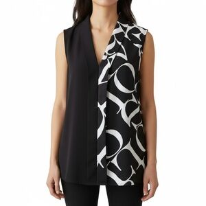 Shawl Collar Sleeveless Blouse